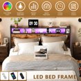 thumbnail image 2 of Ktaxon Full Size Bed Frame with Charging Station & LED Storage Headboard, Metal Platform Bed Frame with 2 Underbed Drawers for bedroom, Vintage Brown, 2 of 8
