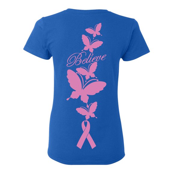 Awkward Styles Breast Cancer Awareness T-Shirt Believe T Shirts for Women Back Print