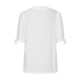 thumbnail image 6 of Lovskoo Summer Tops for Women 2024 V Neck Short Sleeve Trendy Solid Color Casual Tied Sleeves Top Shirt White, 6 of 7