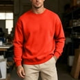 thumbnail image 2 of PNTUTB Men's Hoodless Sweatshirt Crew Neck Pullover Long Sleeve Solid Color Basic Top Casual Loose Comfort Daily Fall Winter Fashion Sweatshirt, 2 of 7