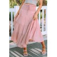 thumbnail image 2 of POGLIP Jupe Maxi à Volants pour Femme Rose à Taille Haute Smockée, 2 of 6