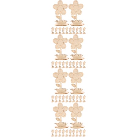 48 pcs Unfinished Wooden Flowers Crafts Wooden Flowers To Paint Flower Decor