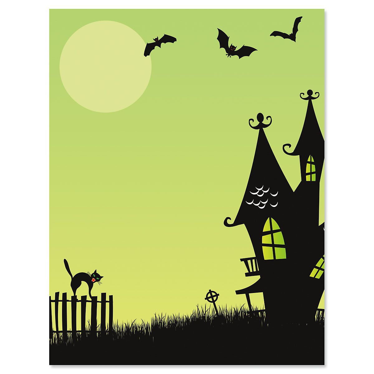 Haunted House Halloween Letter Papers- 25 Sheets of of Halloween Letter Papers, Newsletter, Announcement, and Invitation