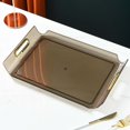 thumbnail image 2 of Multipurpose Vanity Tray Display Serving Tray Makeup Organizer With Handle Decorative Tray For Living Room Bathroom Desktop Bedroom Decor clear brown, 2 of 7