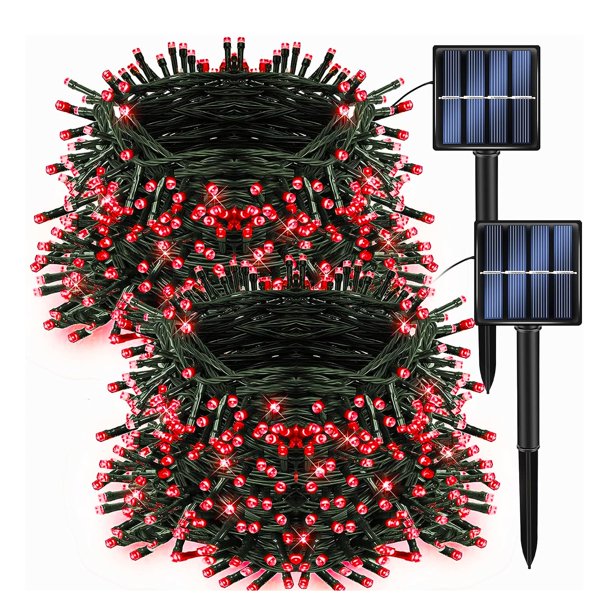 Cadena de luces solares navideñas para exteriores, deslumbrante, 400 LED