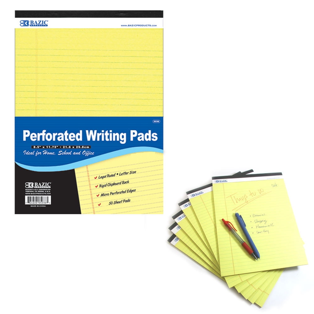 1 Perforated Writing Pad Legal Ruled Universal 50 Sheets Letter Size 8.5 x 11.7