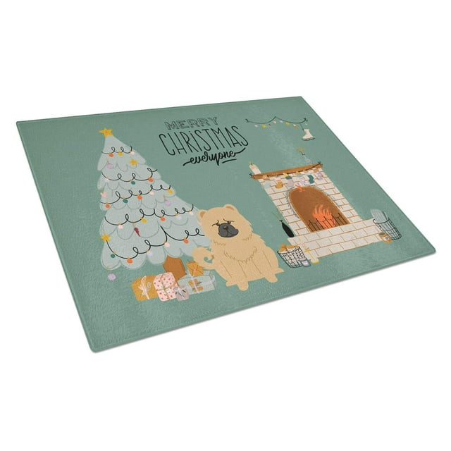 Caroline'S Treasures Ck7707Lcb Cream Chow Chow Christmas Everyone Tabla De Cortar De Vidrio Tabla De Cortar Y Servir De Cocina De Vidrio Templado Decorativa Grande Tabla De Cortar De Gran Tamaño