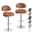 thumbnail image 1 of Set De 2 Bancos Barra Cocina Acolchonados Silla Con Respaldo Altura Regulable Giratorio 360° Diseño Acabado De La Estructura Cromado Color Café Claro blick, 1 of 9