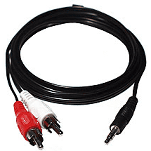 GlobalTone Audio Cable 3.5mm jack to 2 RCA Stereo black 6 inches