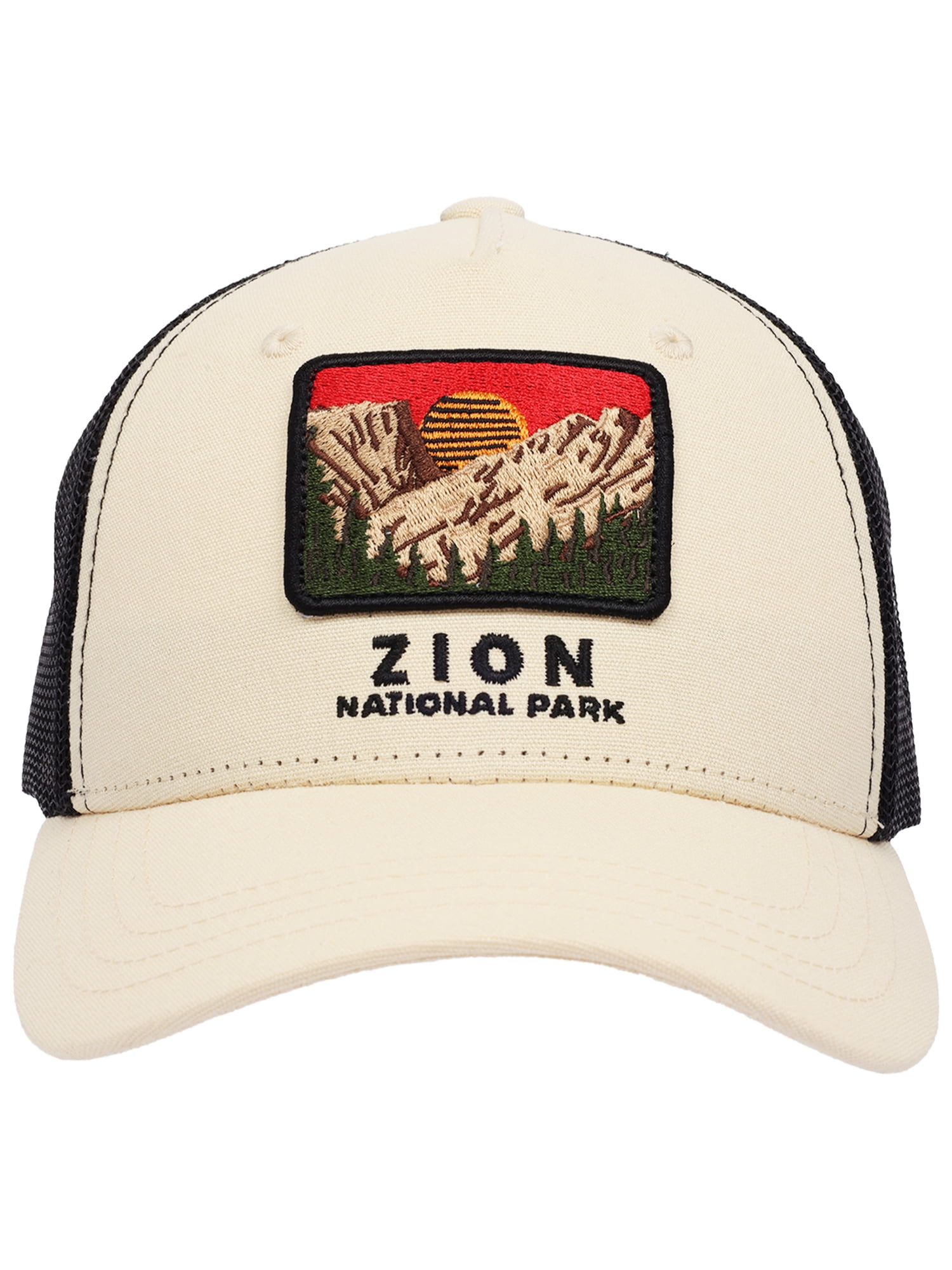 Zion National Park Boys' Embroidered Patch Canvas Trucker Hat, One Size Fits Most