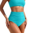 thumbnail image 2 of HOWPAY Womens Swim Shorts Tummy Control High Waisted Bathing Suits Bottoms Stretchy Solid Color Summer Lounge Beach Pool Swimsuit Brief Light Blue L, 2 of 5