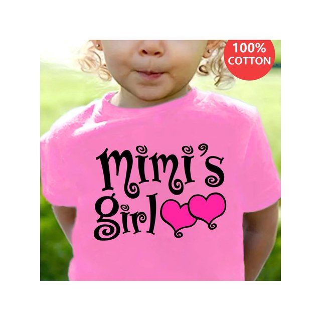 Camiseta para niña con estampado "MIMI'S GIRL", 100 % algodón, informal, cómoda y de verano, cuello redondo, manga corta, ideal como regalo.