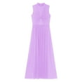 thumbnail image 6 of Doomiva Women Elegant Lyrical Dance Dress Tulle Maxi Overlay Dress Dance Performance Competition Dress Light Purple L, 6 of 7