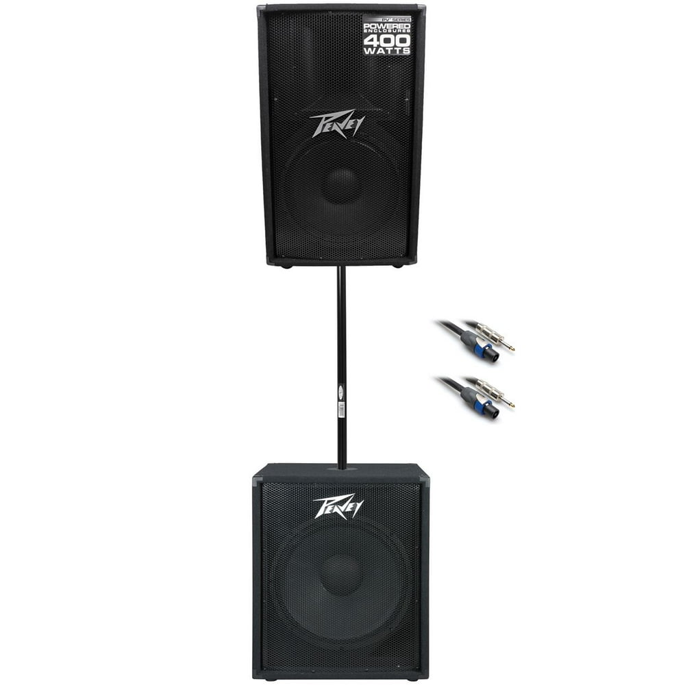 Peavey PV115 15" 800w PA Speaker+ PV118 18" Subwoofer + Pole + Cable PV