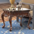 thumbnail image 6 of Traditional Style Engraved End Table With Marble Top, Dark Cherry Brown - Saltoro Sherpi, 6 of 6