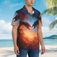 thumbnail image 4 of Haiem Red And Blue Fire Cloud Dragon Printed Hawaiian Shirt for Men - Men’s Casual Beach Summer Shirts - Stretch Fabric with Modern Fit-Large, 4 of 7