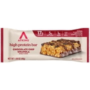 Atkins High Protein Bars, Chocolate Chip Granola Flavor, 17g Protein, 8 Count (Value Pack)