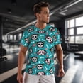 thumbnail image 3 of Wukai Skull Cat Print Men's Short-Sleeved Mesh T-Shirt,Quick-Dry Short Sleeve Workout T-Shirt-6X-Large, 3 of 8