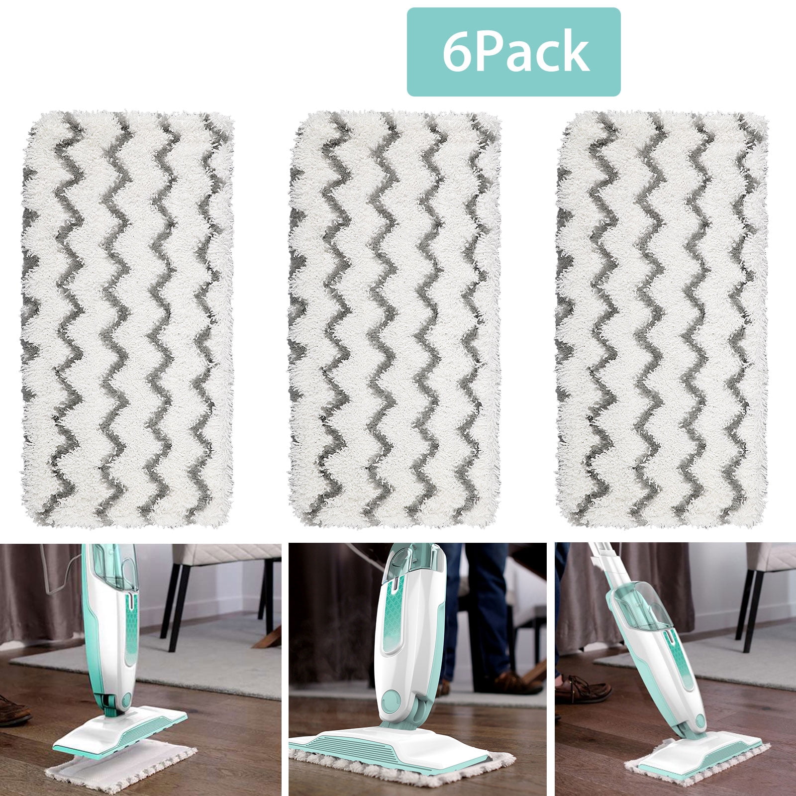 EEEkit 6pcs Replacement Mop Pads Compatible with Shark S1000 S1000A S1000C S1000WM S1001C Vacuum Cleaner, Washable Steam Mop Pads