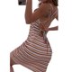 thumbnail image 4 of VISgogo Vestido Sin Mangas para Mujer, Patrón de Rayas Sin Espalda Cruzada en la Espalda Vestido Ajustado, Ropa Casual Simple de una Pieza VISgogo moda, 4 of 9