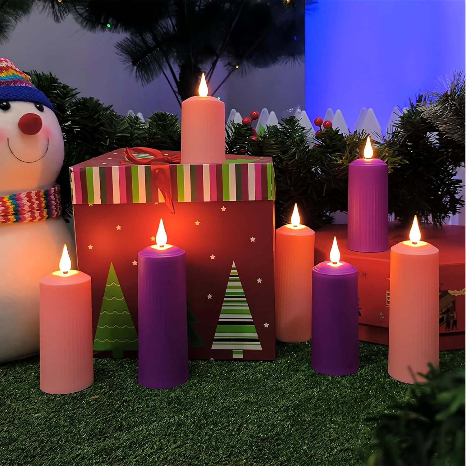 Flickering Flameless Candles, 2PCS Rechargeable Fake Pillar Candles with Remote & Timer, IP44 Waterproof for Lantern Holiday Wedding Party Home Decor (Pink)