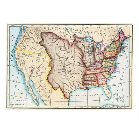 Map of the U.S. in 1803, Showing the Louisiana Purchase Print Wall Art - www.semadata.org