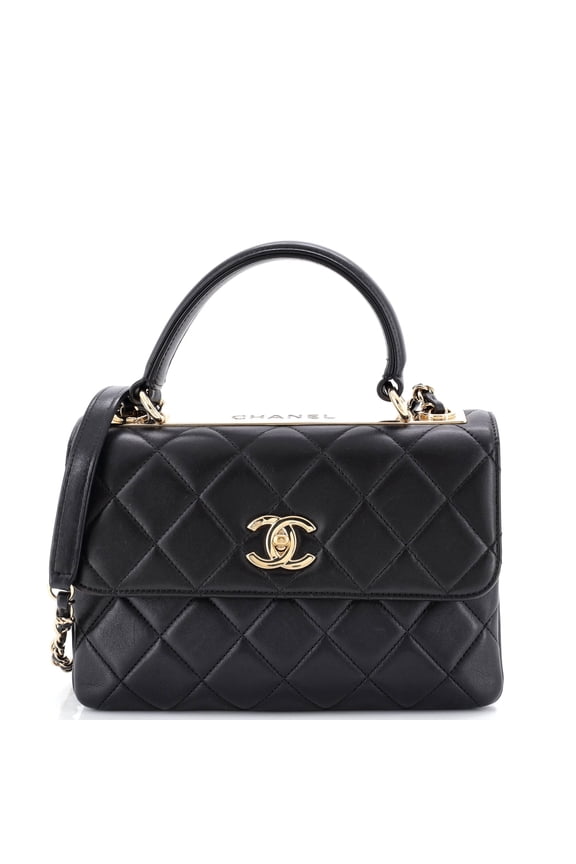 Pre-Owned Trendy CC Top Handle Bag Quilted Lambskin Small By Rebag