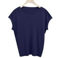 thumbnail image 4 of Wyobmus Womens Tops Stripe Texture Short Sleeve Lightweight Shirts Spring Fashion Trendy Tops Crewneck Casual Knit Tees Navy, 4 of 4