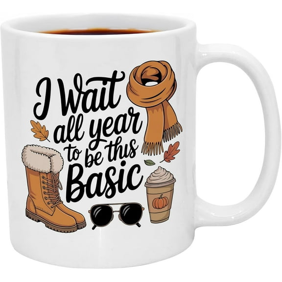 Fall Mugs. 11 oz Cute Autumn Mug with Pumpkin Spice Design, Perfect Fall Decor and Gift Idea for Coffee Lovers. Farmhouse Thanksgiving Cup for Women, Halloween & Cozy Vibes.