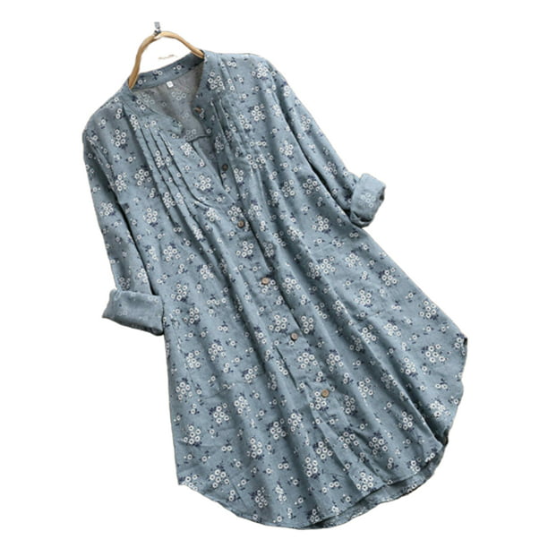 Womens Summer Floral V Neck Blouses Loose Baggy Tops Tunic T Shirts ...