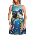 thumbnail image 1 of Xecao Robe d'Été Aquarelle Tortue pour Femmes Robe Décontractée de Plage Sans Manches avec Poches, 1 of 7