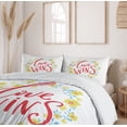 thumbnail image 6 of Ambesonne Saying Duvet Cover Sets, Love Wins Floral Wreath, 2-Queen, Red Yellow Sky Blue, 6 of 7