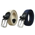 thumbnail image 1 of Cinturón elástico trenzado de 2 piezas para hombres y mujeres, cinturón tejido multicolor, cinturón elástico de lona, 1 of 5