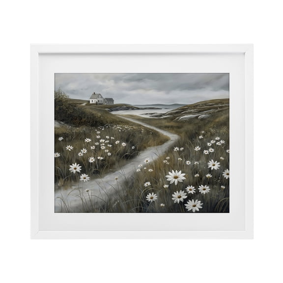 Stupell Industries Daisies Along Coastal Path White Framed Print Under Glass, design by Imagine It Images