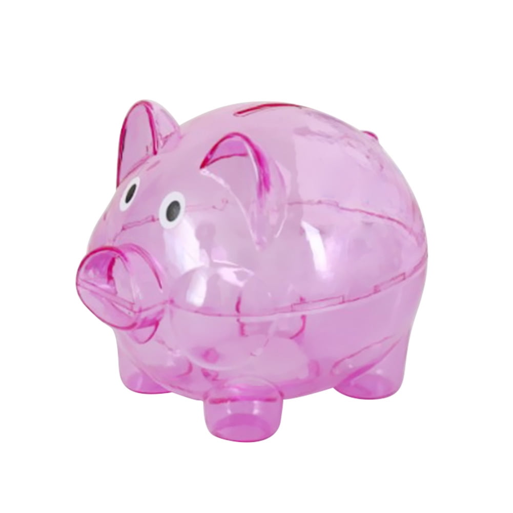 Glass Piggy Bank Chubby Stripe Pig Saving Box Money Cash Collectible Filler 