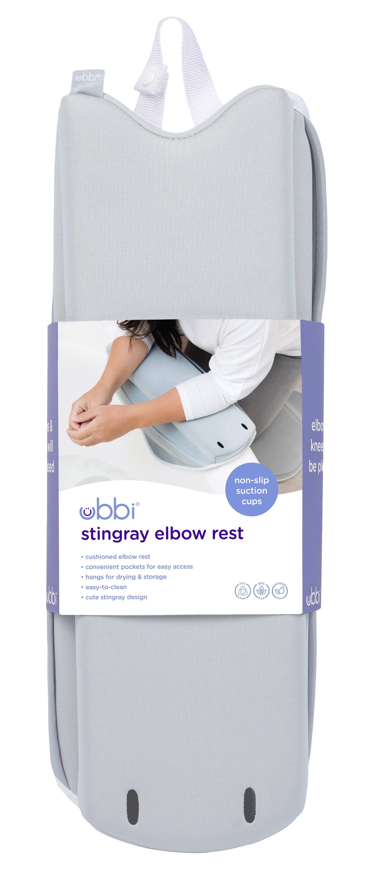 Ubbi Cushioned Comfortable Elbow Rest, Pockets, Bathroom, Non-Slip, Toddler, Volume Capacity 1oz