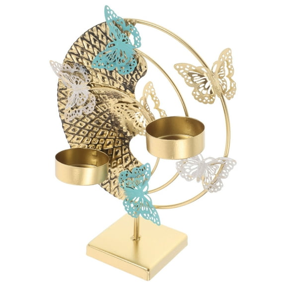 HEMOTON Golden Iron Butterfly Candle Holder for Home Decor Creates Romantic Ambiance with Sturdy Construction 7.5 Inches