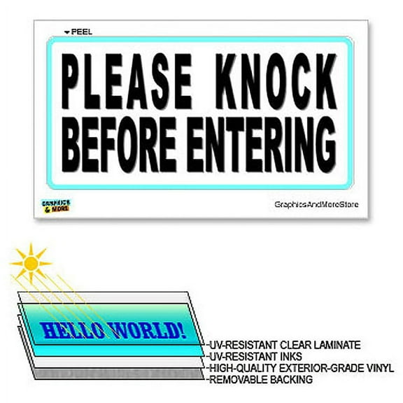 Please Knock Before Entering - 12 in x 6 in - Laminated Sign Window Business Sticker