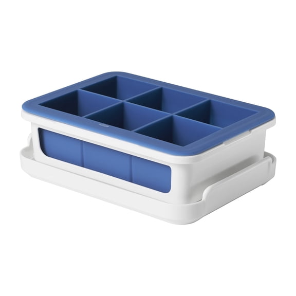 oxo good grips silicone stackable ice cube tray with lid - large cube