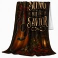thumbnail image 2 of Song, Festive Holiday Scene, Warm Flannel Blanket for Ranch House and Living Room with Detailed Artwork with Rich Color Accents, Art Lovers Encouragement Gift, Festive Home Decor, 2 of 9