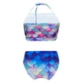 thumbnail image 2 of TiaoBug Girls 2 Pcs Mermaid Bikini Sets Shiny Halter Ruffles Crop Top with Triangle Brief Bathing Suit Tankini Blue A 130, 2 of 5