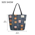thumbnail image 5 of FORMRS Womens Canvas Tote Bag with Zipper Inner Pocket Shoulder Handbag, Orange Checkered Pattern, 5 of 7