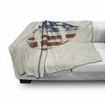 thumbnail image 3 of Sports Soft Flannel Fleece Throw Blanket, Grunge American Flag Themed Stitched Rugby Ball Vintage Design Football Theme, Cozy Plush for Indoor and Outdoor Use, 50" x 60", Cream Blue Red, by Ambesonne, 3 of 6