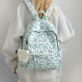 thumbnail image 5 of Cat Print School Backpack, Cute Aesthetic Backpack with Drawstring Side Pockets&Pendant, Lightweight Breathable Bookbag for Shopping Work Dating Daily Use, Green, 5 of 9