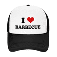 thumbnail image 2 of I Heart Barbecue Love Food Funny Trucker Hat Mesh Cap Unisex Black, 2 of 5