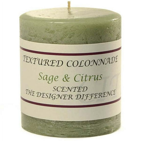 6 Pcs, Textured 3x3 Sage and Citrus Pillar Candles 3 in. diameterx3.25 in. tall