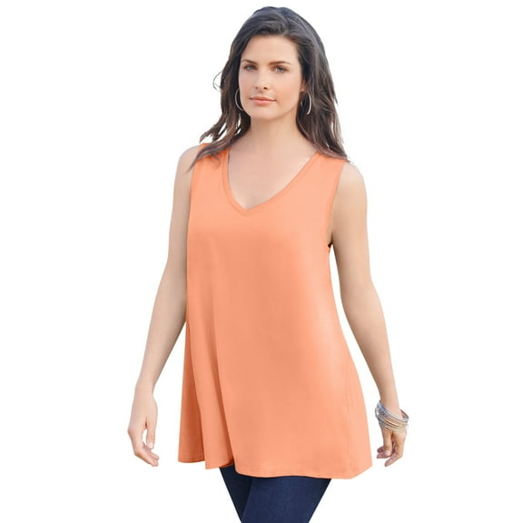 Roaman's Women's Plus Size Cotton Ultimate Swing Tank Top