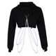 thumbnail image 3 of Sudadera con Capucha Manga Larga Top Corto Transpirable con Cadena , Jersey para , Baile, Discoteca - Negro METRO Salvador Sudaderas con capucha para mujer, 3 of 10