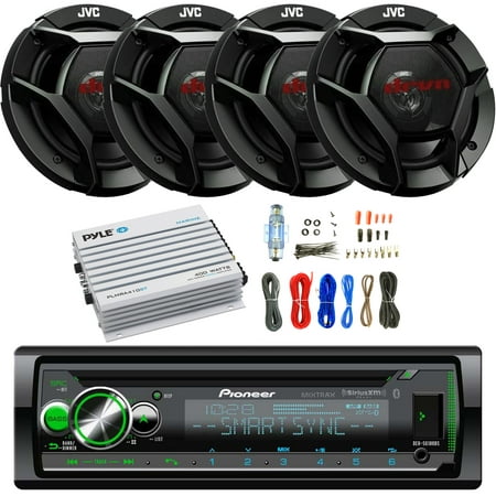 Pioneer DEHS6100BS Car CD Player Receiver Bluetooth USB AUX Radio - Bundle Combo With 4x JVC CSDR621 6.5