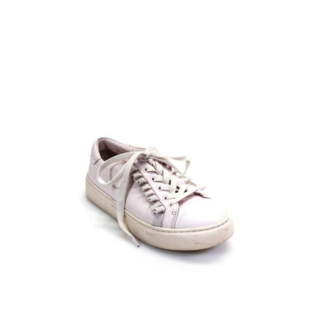 

Pre-owned|Tory Sport Womens Low Top Ruffle Trim Leather Sneakers Light Pink Size 7